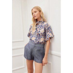 Fifteen Twenty 100% Linen Modern Shorts in Indigo